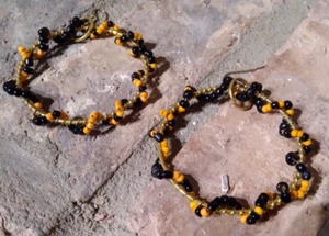 Ohrringe Halloween Creolen orange und schwarz Perlen Haken Schmuck - Bild 1 von 6