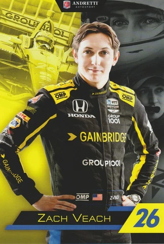 2019 Zach Veach Gainbridge Honda Dallara Indy Car postcard Cover