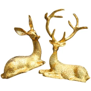 2 Pcs Deer Miniatures Sculptures Adorable Decoration Small Decors Light Luxury - Imagen 1 de 12