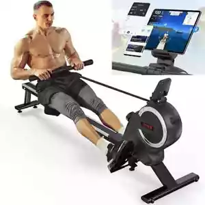 120KG Rudergerät Wasser Tabletständer LCD Display Fitness Rudermaschine Schwarz - Bild 1 von 10
