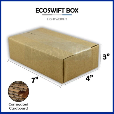 1-Box 7x4x3 EcoSwift Cardboard Packing Moving Shipping Box Corrugated Carton - Image 1 of 4