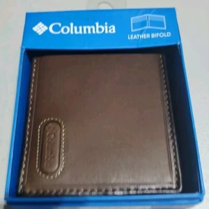 Columbia Men's Genuine Leather BIFOLD Wallet RFID Brown - Picture 1 of 6