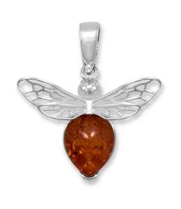 Honey Bee Pendant Baltic Amber and Sterling Silver - Picture 1 of 1