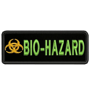 BIOHAZARD SYMBOL embroidered iron-on PATCH BLACK WARNING LOGO ZOMBIE APOCALYPSE - Picture 1 of 9