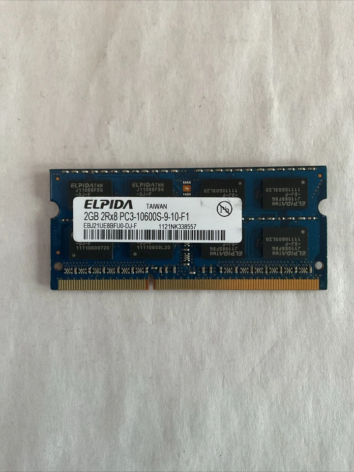 Elpida 2GB 2RX8 PC3 10600S-9-10-F1 (EBJ21UE8BFU0-DJ-F) Laptop RAM Free Shipping - Image 1 of 3
