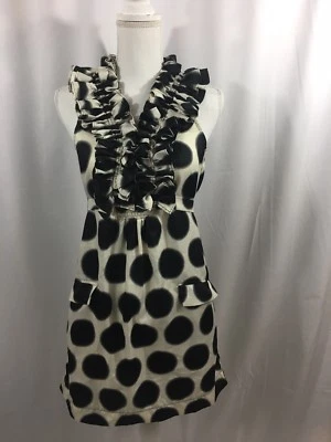 Double Zero Womens Small Dress Sleeveless Black White ruffled(1) - Image 1 of 4
