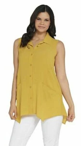 Joan Rivers Sleeveless Textured Crepe Button Front Shirt Small - Picture 1 of 1