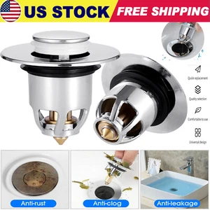 2 X Universal Bathroom Sink Stopper Core Bounce Wash Basin Pop Up Drain Filter - Picture 1 of 16