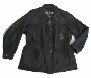 The GREAT CHINA WALL Triumph Rock n Roll Leather Applique Utility Cargo Jacket S - Picture 1 of 5