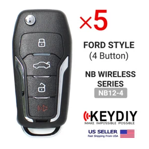 5x KEYDIY KD Universal Car Flip Remote Wireless Key Ford Style 4 Buttons NB12-4 - Picture 1 of 4