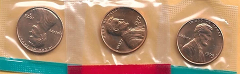1973-P,D&S UNCIRCULATED LINCOLN MEMORIAL CENT IN MINT SET CELLO (3 COINS) Cover