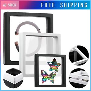 3D Floating Frame Holder Craft Box Square Clear Jewellery Ring Coin Display Case