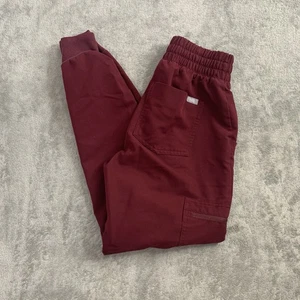 Figs Scrub Pants Womens XXS Petite Zamora Jogger Nurse Workwear Burgundy RN 26” - Picture 1 of 13