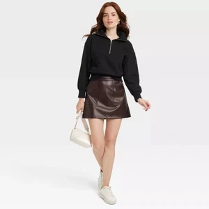 A New Day Women's Medium Black Long Sleeves Ribbed Cuffs Quarter Zip Sweatshirts - Picture 1 of 11