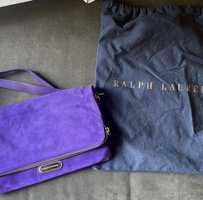 Ralph Lauren Purple Suede Foldover Crossbody/Clutch Bag - Image 1 of 4