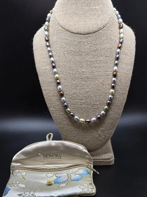 Collar de Perlas Honora 20" 925 Cierre de Langosta Multicolor Gris Púrpura Plata  Foto 1 de 4