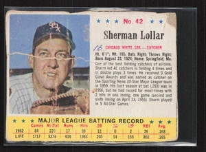 1963 Jell-O #42 Sherman Lollar - Hand Cut - Set Break! See Scans - Picture 1 of 2