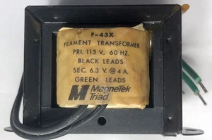 F43X F-43X Filament Transformer Primary 115V 60Hz, Secondary 6.3V @ 4A 25.2VA - Picture 1 of 5