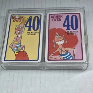 VTG Women Over 40 Playing Cards Double Deck Set Belgium Humor Gag 1980s Complete - Picture 1 of 5