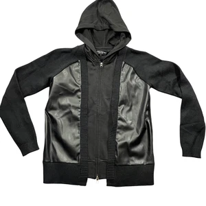 Central Park West Small Black Dual Zip Hooded Sweater Jacket Full Zip - Picture 1 of 6
