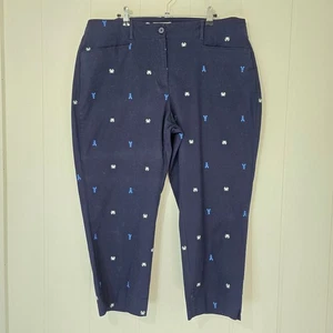 Talbots Embroidered Chino Pants Lobster Crab Nautical Blue size 18W - Picture 1 of 6