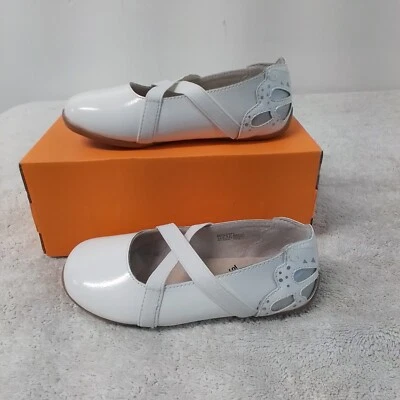 Size 10 Kid's Livie & Luca Mariposa White Patent Crinkle Leather L14111 Shoes - Image 1 of 4