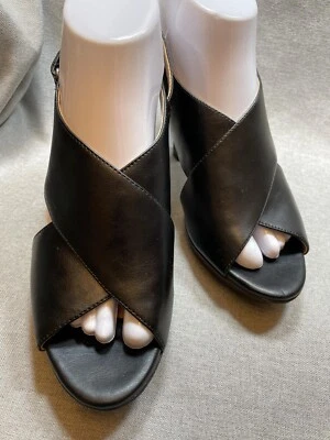 Plato Naturalizador, Negro Smooth32 Plataforma Cruzada Tacón Eslinga Talla 7.5 NUEVO Foto 1 de 4