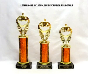 SET OF THREE  HALLOWEEN TROPHY   PUMPKIN COSTUME PARTY AWARD   - Picture 1 of 4