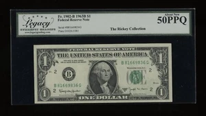 DBR 1963-B $1 FRN New York Barr Fr. 1902-B Legacy AU-50 PPQ Serial B81669836G - Picture 1 of 2
