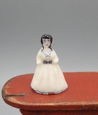 Vtg OOAK Porcelain Victorian Woman Shelf Sitter Doll Dollhouse Miniature 1:12 - Image 1 of 4