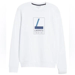 LACOSTE | Men’s White Heritage Crewneck Logo Regular Fit Sweatshirt size Large - Picture 1 of 15