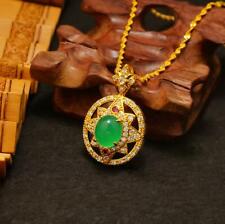 Women natural chalcedony 23K 24K Thai Baht Yellow Gold Necklace GP Filled 