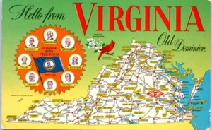 Hola desde VIRGINIA VA Saludos mapa ilustrado - Postal - Imagen 1 de 2