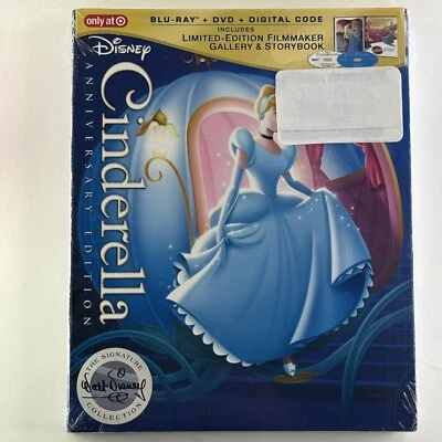 Disney CINDERELLA Target Anniversary Edition Blu-ray DVD Digital w/ Storybook Foto 1 de 2