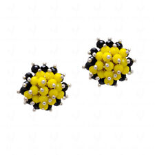 Yellow & Black Jasper Beaded Earrings For Girls & Women CE-1027