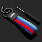 M-Colored Stripe Nylon Band Keychain Metal Key Ring Car Accessories For BMW M