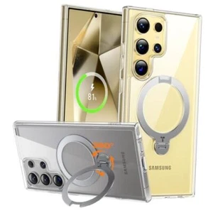 360°Spin Magnetic Kickstand for Samsung Galaxy Compatible S24 Ultra Case Clear - Picture 1 of 7