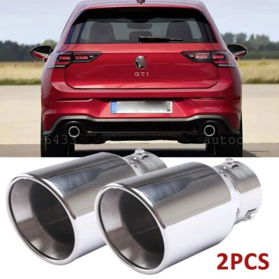 2PCS Car Exhaust Pipe Tip Rear Tail Throat Muffler Tailpipe For Volkswagen GTI Foto 1 de 4