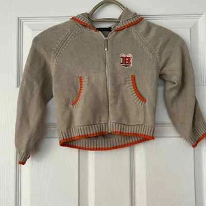 Burberry Boy's Tan and Orange Zip Up Sweater Hoodie Size 4 - Picture 1 of 8
