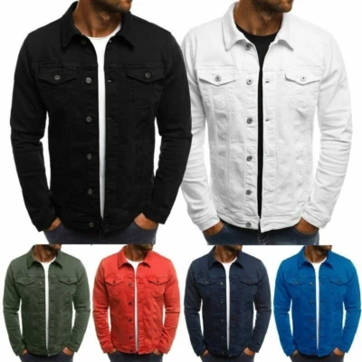 Men’s Premium Faded Denim Jacket Cotton Jean Button Up Slim Fit Winter Jacket - Photo 1/4