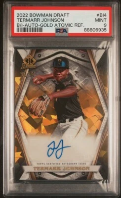 2022 Bowman Draft TERMARR JOHNSON #BI-4 Invicta GOLD Auto /50 Pirates PSA 9 - Image 1 of 2