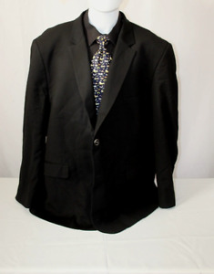 PRONTO UOMO Men's 56R Black Wool Polyester Spandex 2B 2-Vent Sport Coat
