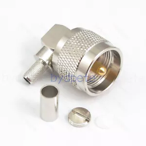 UHF male PL259 right angle 90 Degree connector Crimp for LMR195 RG58 RG142 cable - Picture 1 of 4