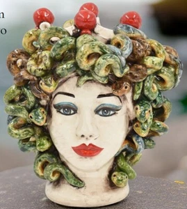 Scultura Testa di Medusa in Ceramica Donna Arredo Mare Artigianale Mitologia = - Picture 1 of 3