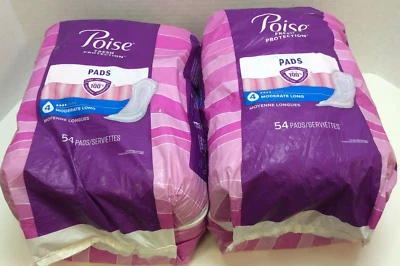 2x Almohadillas para incontinencia Poise para mujer, #4 Largo moderado, 54 almohadillas, bolsas despeinadas Foto 1 de 3