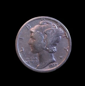 UNITED STATES MERCURY DIME 1927 SILVER KM 140 #5353# - Picture 1 of 2