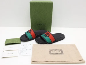Gucci Damen Gummi Interlocking G Sandalen schwarz rot-grün gebraucht Gr. 33 mit Karton - Bild 1 von 15