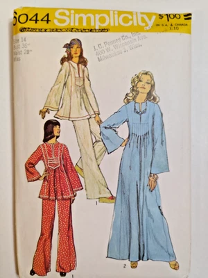 Simplicity 6044 Caftan Dress Gown Tunic Pants Sewing Pattern Ladies 14 Cut VTG - Image 1 of 4