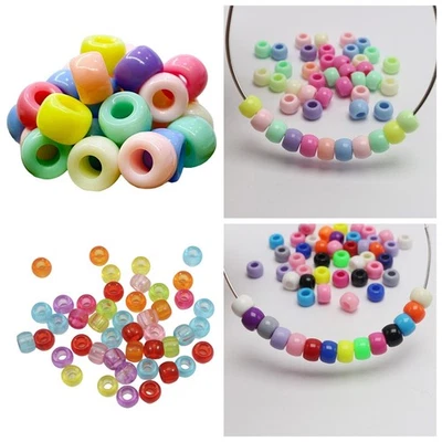 200/400pcs Acrylic Barrel Pony Beads - 8x6mm for Kids Crafts & Kandi Bracelets - Image 1 of 4