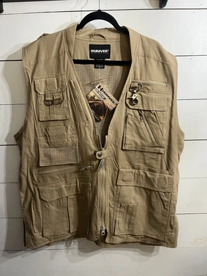 Humvee Adventure Gear Vest Men’s XL Safari Photo Cargo 21 Pockets Outdoor Khaki - Image 1 of 4
